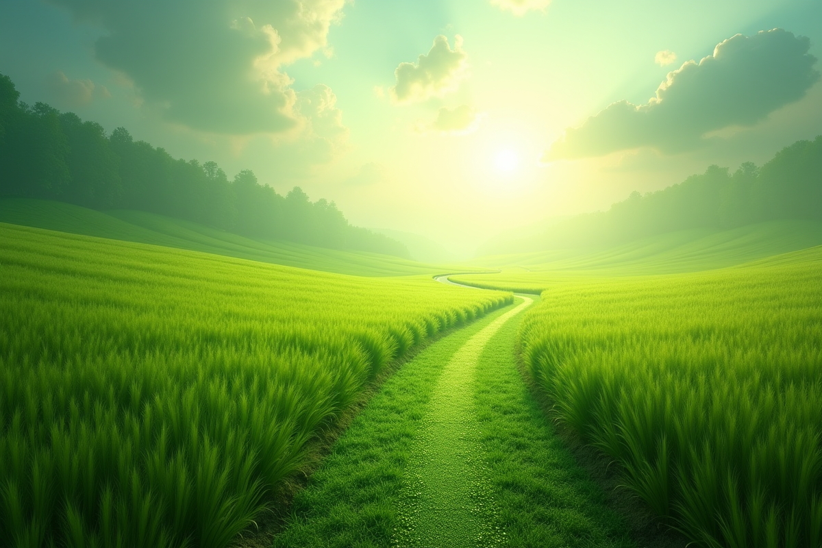 Sentier vert symbolisant la croissance et la stratégie à long terme