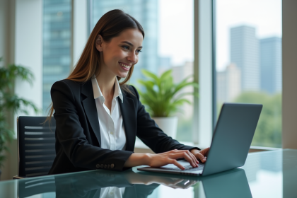 Femme d'affaires analysant des données marketing digitales