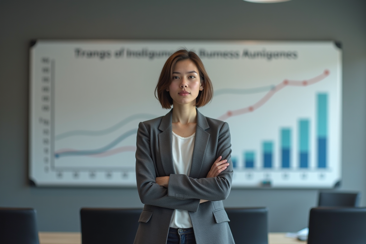 Femme analysant des graphiques de performance d